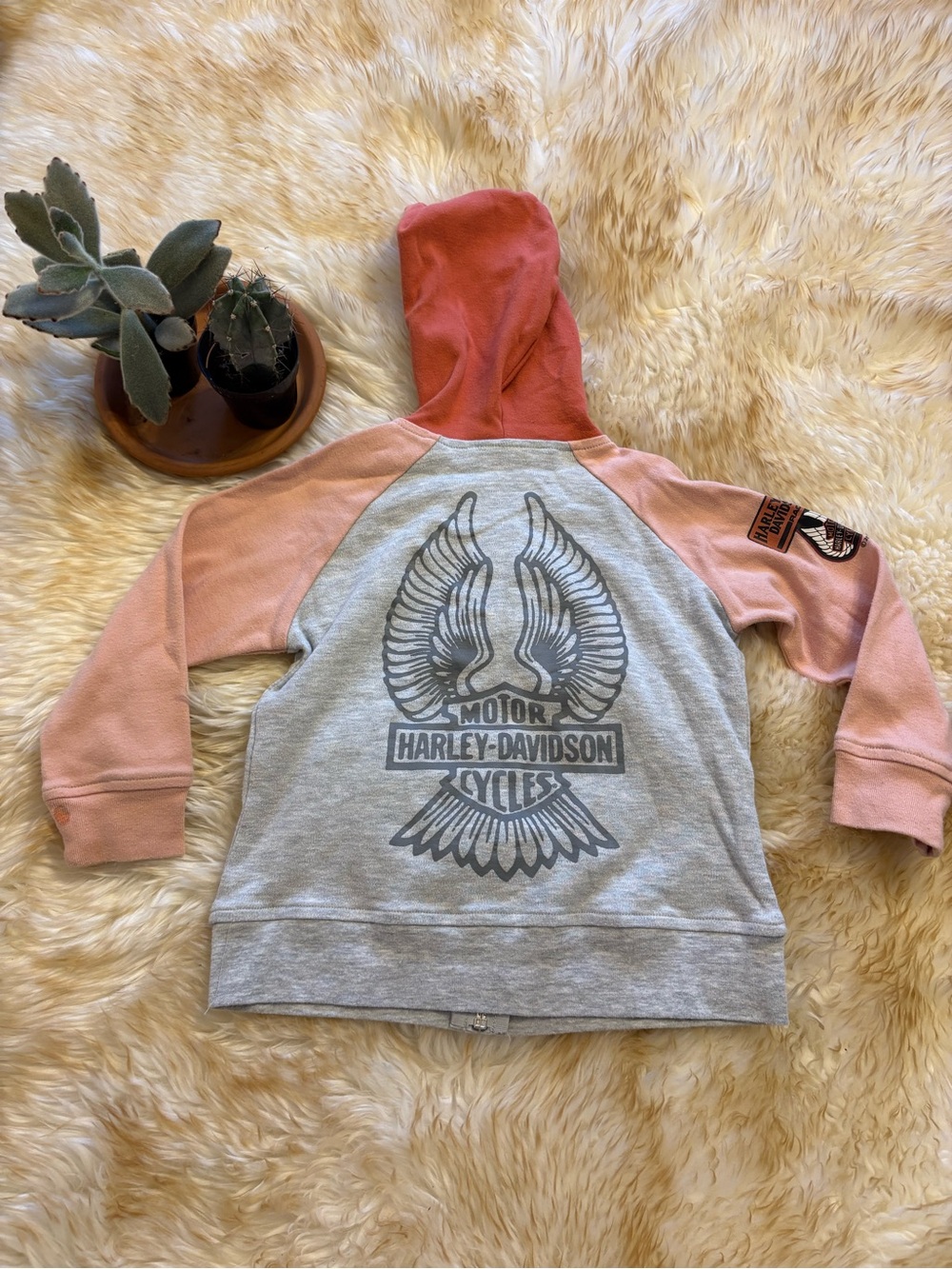 2T/3T Harley-Davidson Pink and Gray Kids Hooded Sweatshirt
